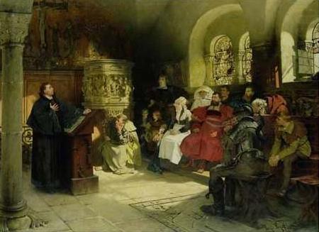 Martin Luther preaching at the Wartburg, Hugo Vogel
